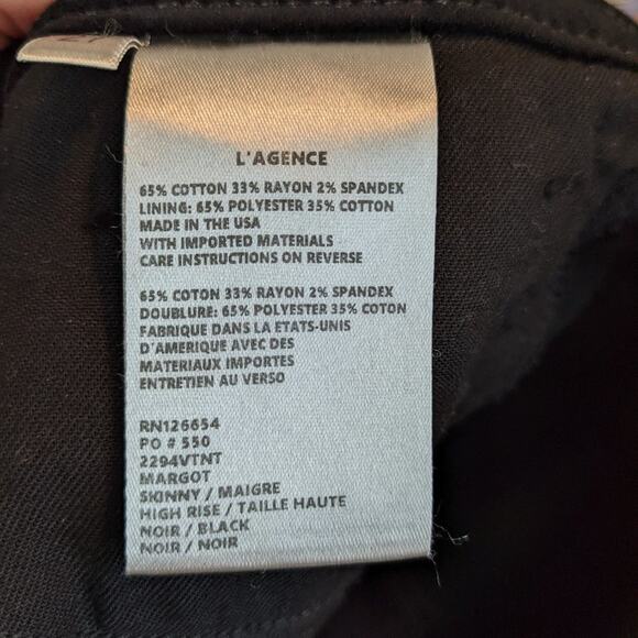 L'AGENCE Margot Velvet High-Rise Tuxedo Stripe Skinny Jeans Size 27 - Picture 9 of 9